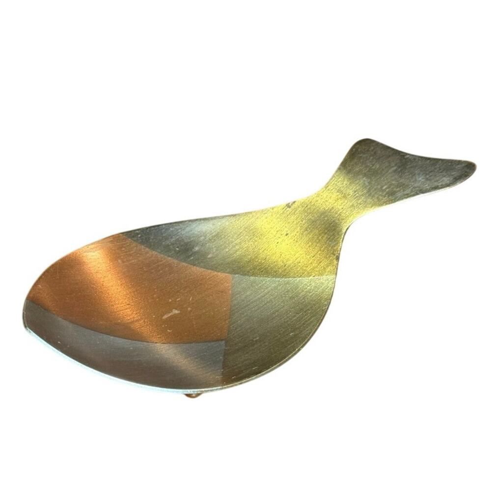 Vintage Mexican Metales Casados Mixed Metal Fish Dish Hecho en Mexico Taxco 1960